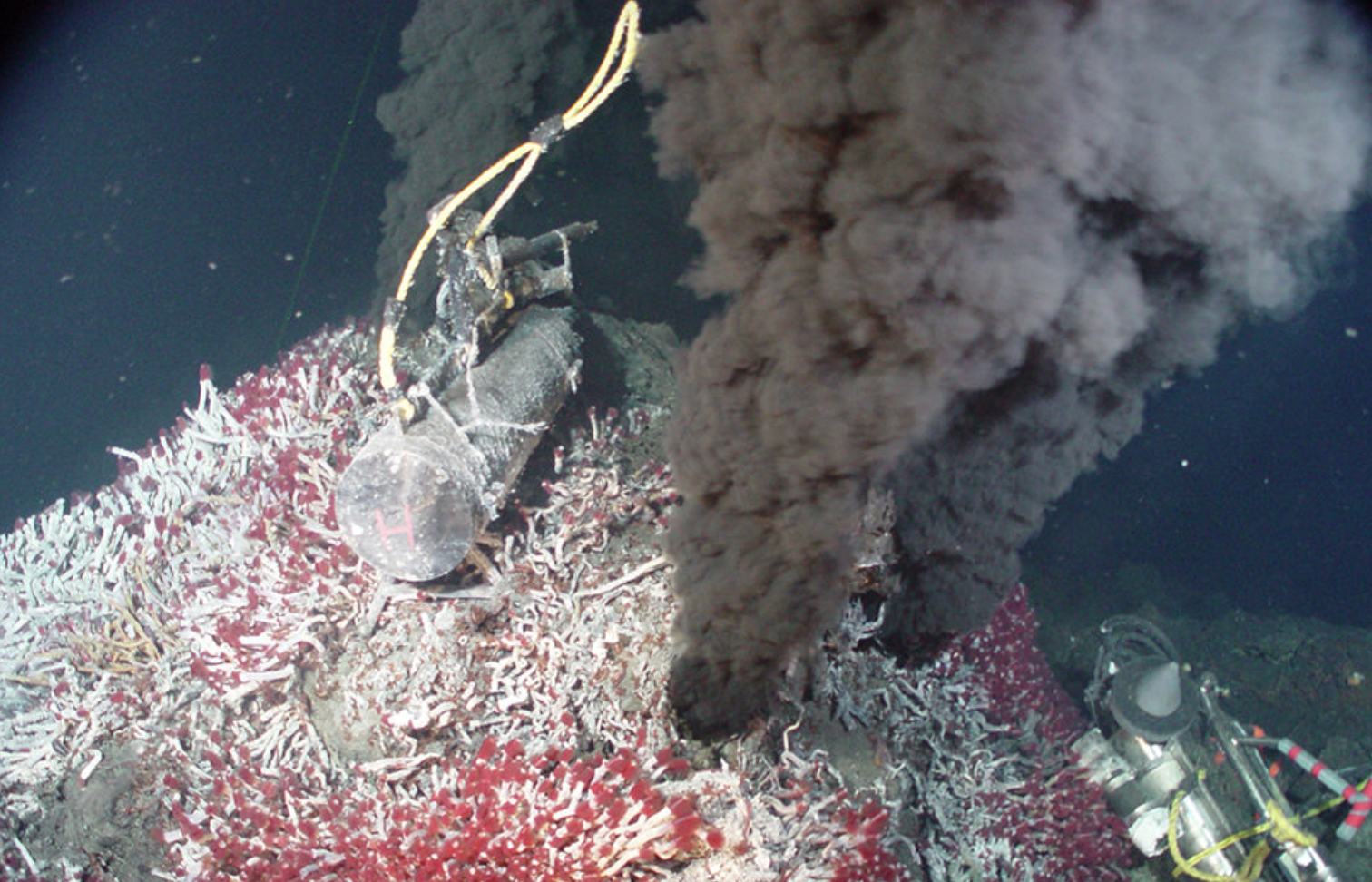 An underwater hydrothermal vent, or 