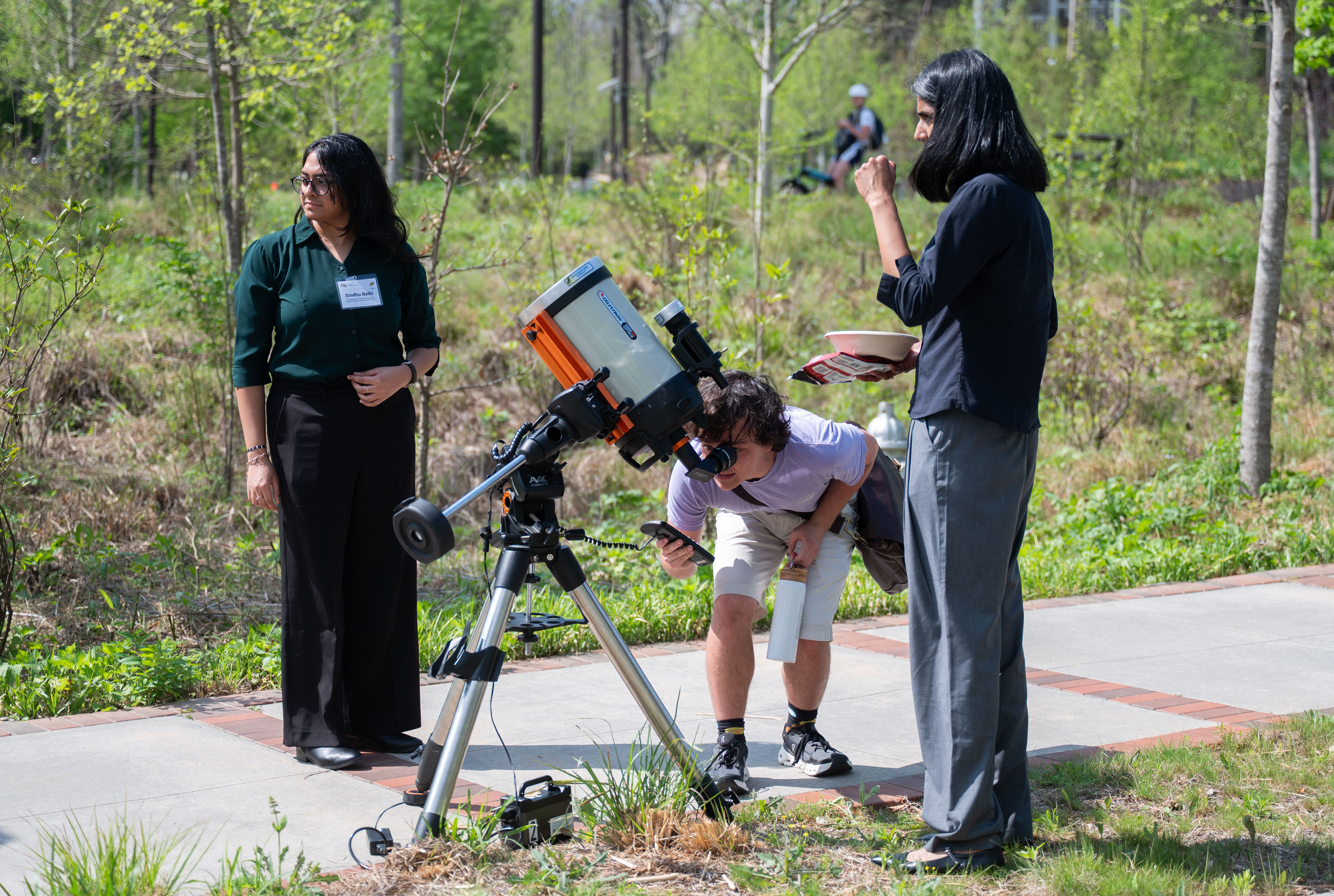  The Georgia Tech Astronomy Club set up telescopes for attendees to safely observe the sun.