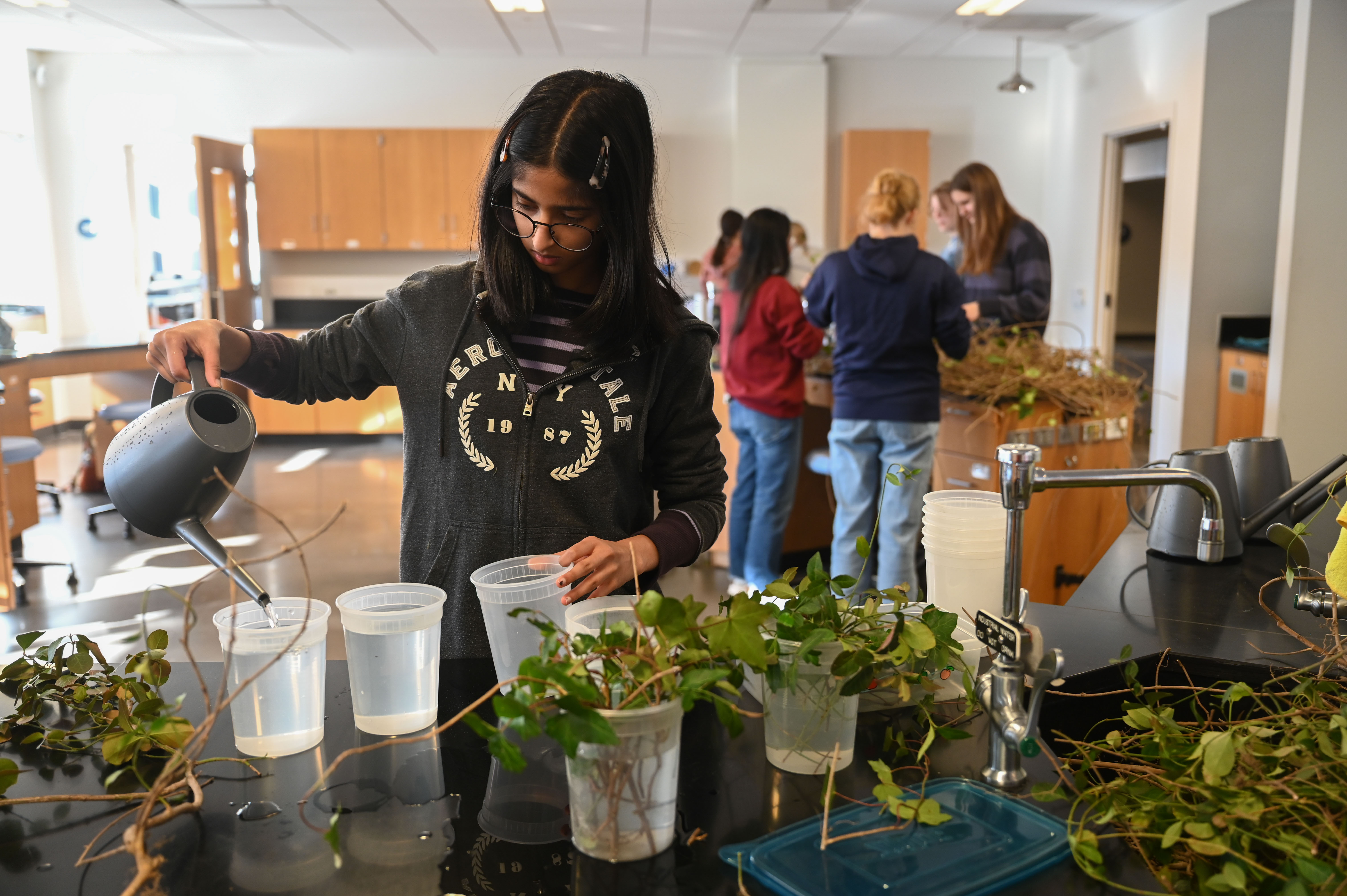 Students participate in the Plant Library.