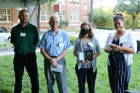 School of Mathematics student Esther Gallmeier (2nd from right), Frances O. Hite Memorial Scholarship winner, with members of the Hite family (Photo Renay San Miguel) School of Mathematics student Esther Gallmeier (2nd from right), Frances O. Hite Memorial Scholarship winner, with members of the Hite family (Photo Renay San Miguel)