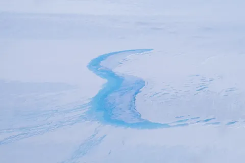 Meltwater lake near Shackleton Ice Shelf, East Antarctica. (Photo: David Small, Durham University) Meltwater lake near Shackleton Ice Shelf, East Antarctica. (Photo: David Small, Durham University)