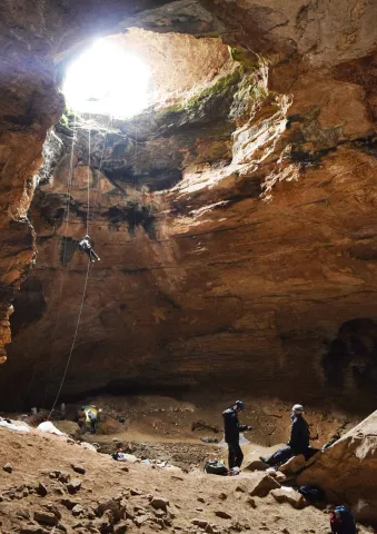 Jenny McGuire rappels into Natural Trap Cave in northern Wyoming. (Photo: Jess Hunt-Ralston) Jenny McGuire rappels into Natural Trap Cave in northern Wyoming. (Photo: Jess Hunt-Ralston)