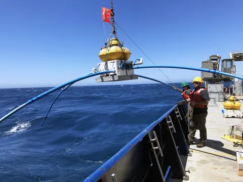 Sensor ready for deployment off New Zealand's east coast. (Photo Samer Naif) Sensor ready for deployment off New Zealand's east coast. (Photo Samer Naif)
