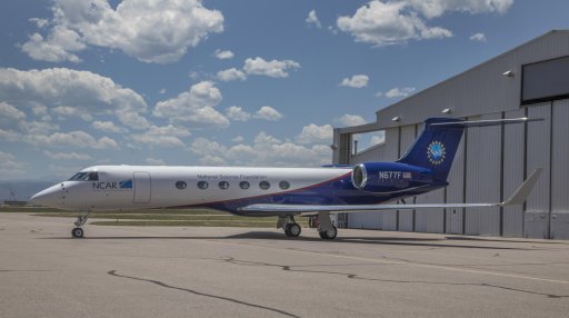 The NSF/NCAR Gulfstream V aircraft outside its hangar in Broomfield, Colorado. The research aircraft is being deployed to Korea as part of the ACCLIP campaign. (Photo: NASA/NCAR)