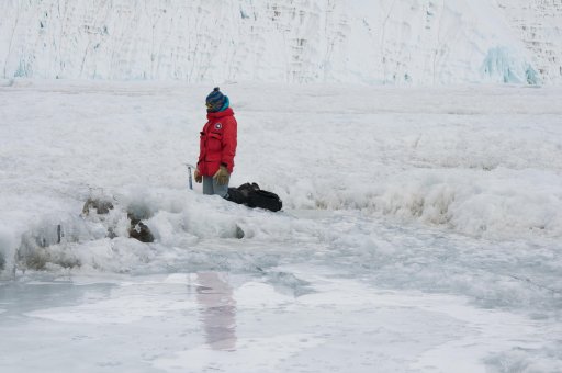 Frances Rivera-Hernández taking field samples in Antarctica in 2015 (Photo Frances Rivera-Hernandez)